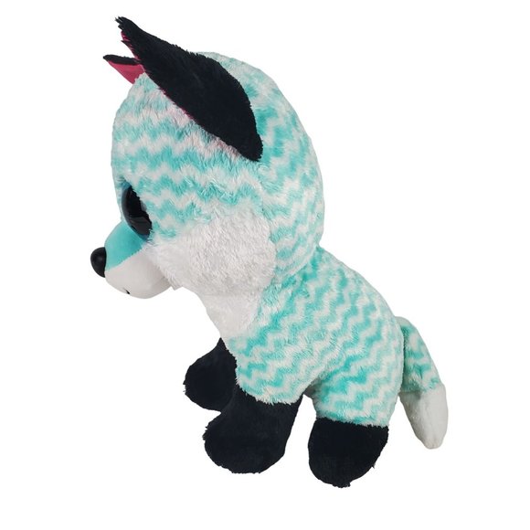 Ty Beanie Boo Piper The Fox Plush Large 16" Aqua Chevron Claires Exclusive - Picture 5 of 9